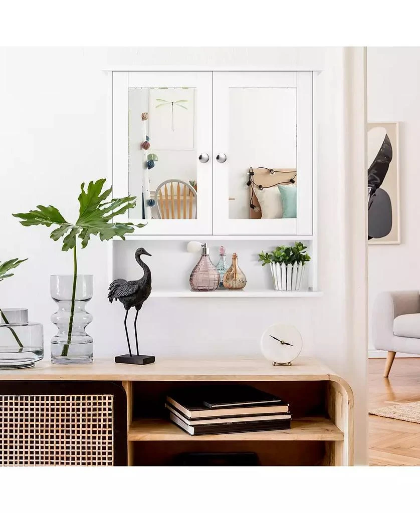 SUGIFT Bathroom Wall Mount Mirror Cabinet Organizer-White 6