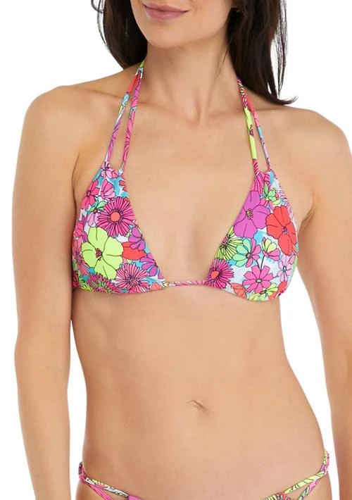 DAMSEL Retro Floral Printed Triangle Bikini Swim Top 1