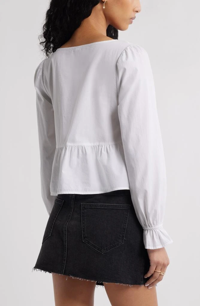 BP. Tie Front Scoop Neck Cotton Poplin Peplum Top 3