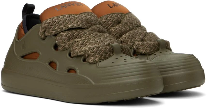 Lanvin Green & Taupe Curb Color-Block Rubber Sneakers 4