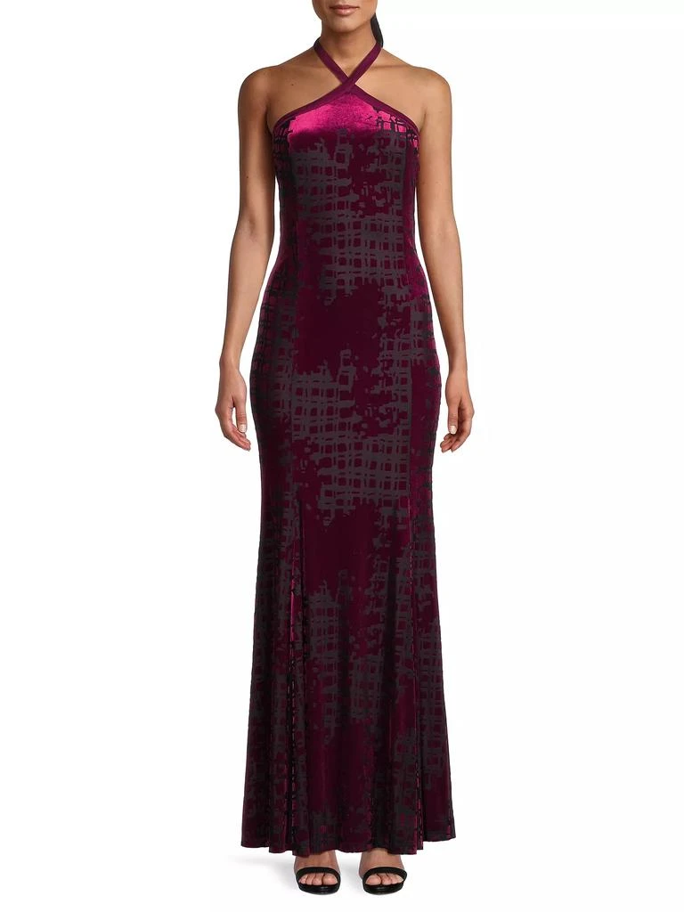 Donna Karan Social Occasion Burnout Velvet Halterneck Maxidress 3