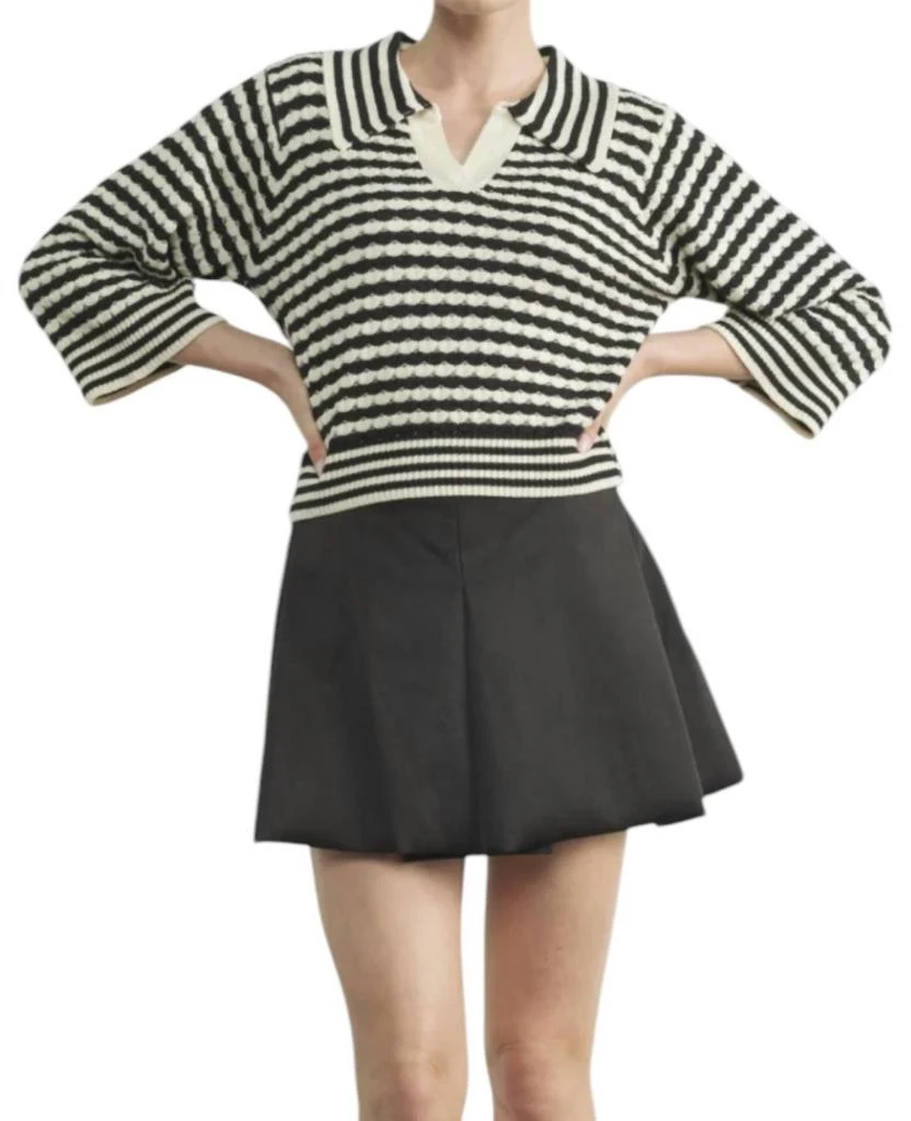 Aaron & Amber Aaron & Amber - Jacquard Stripe Sweater 1