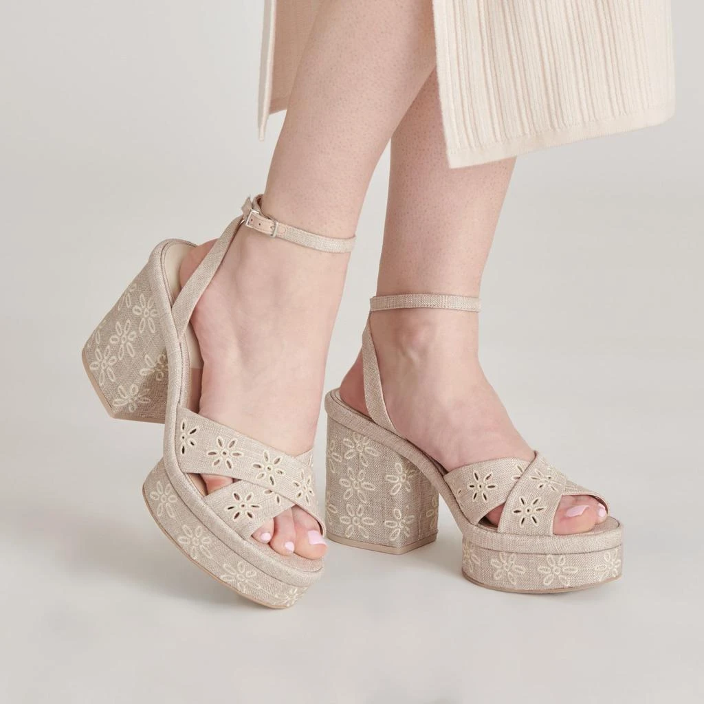 Dolce Vita Laisha Heels Almond Floral Eyelet 4