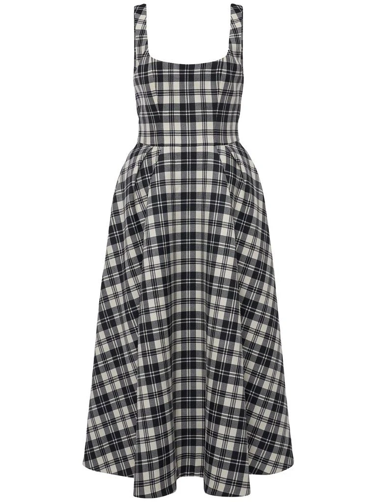 Alessandra Rich Wool Tartan Midi Dress 1