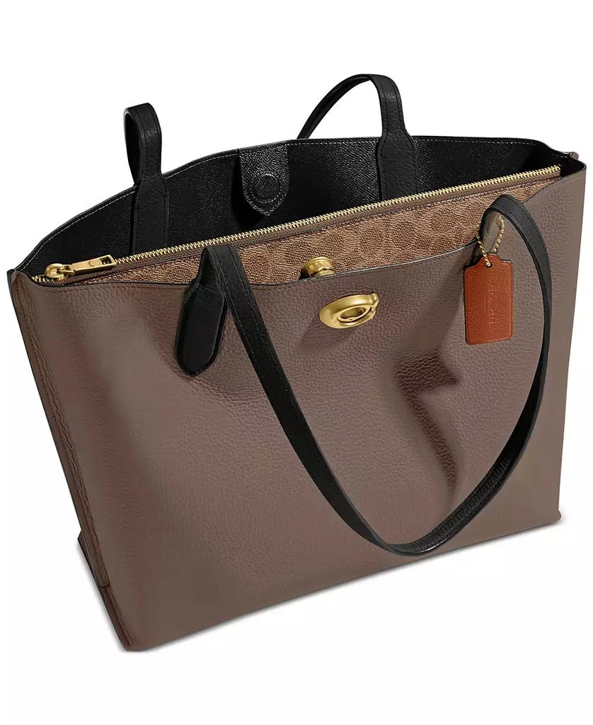 Coach Colorblock Leather with Coated Canvas Signature Interior Willow Tote 6