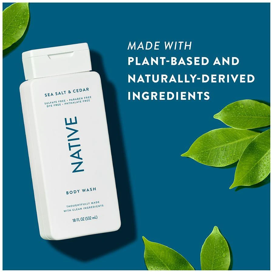 Native Body Wash, Sulfate Free, for Women and Men Sea Salt & Cedar 6