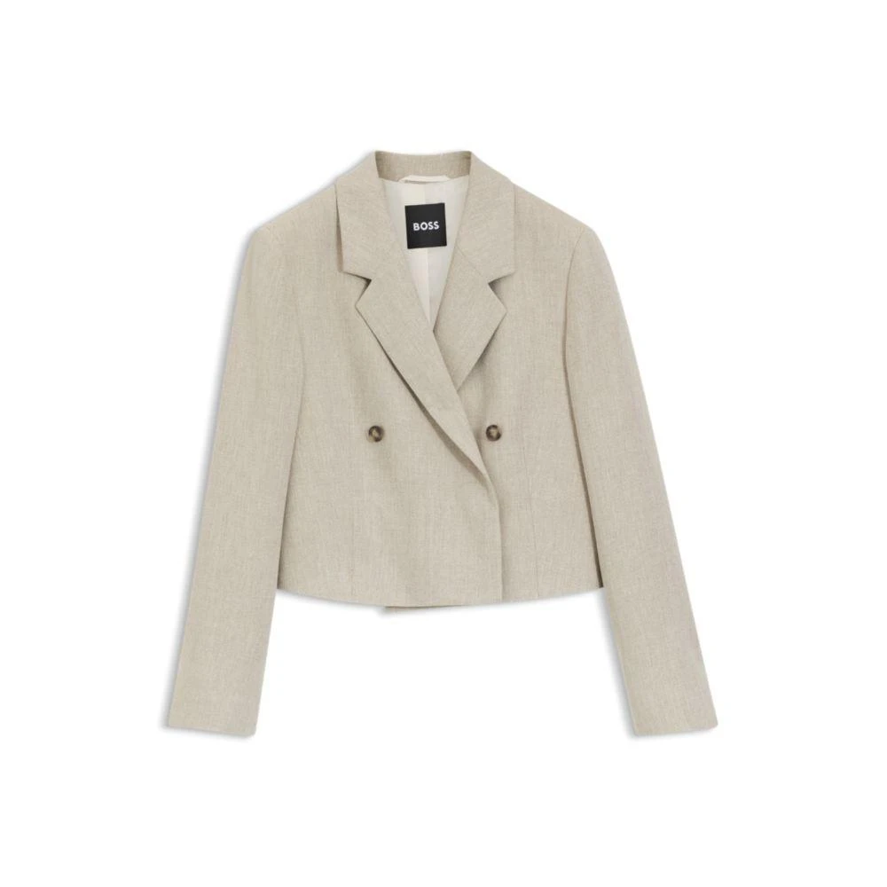Hugo Boss Oversize-fit blazer in a herringbone-patterned linen blend