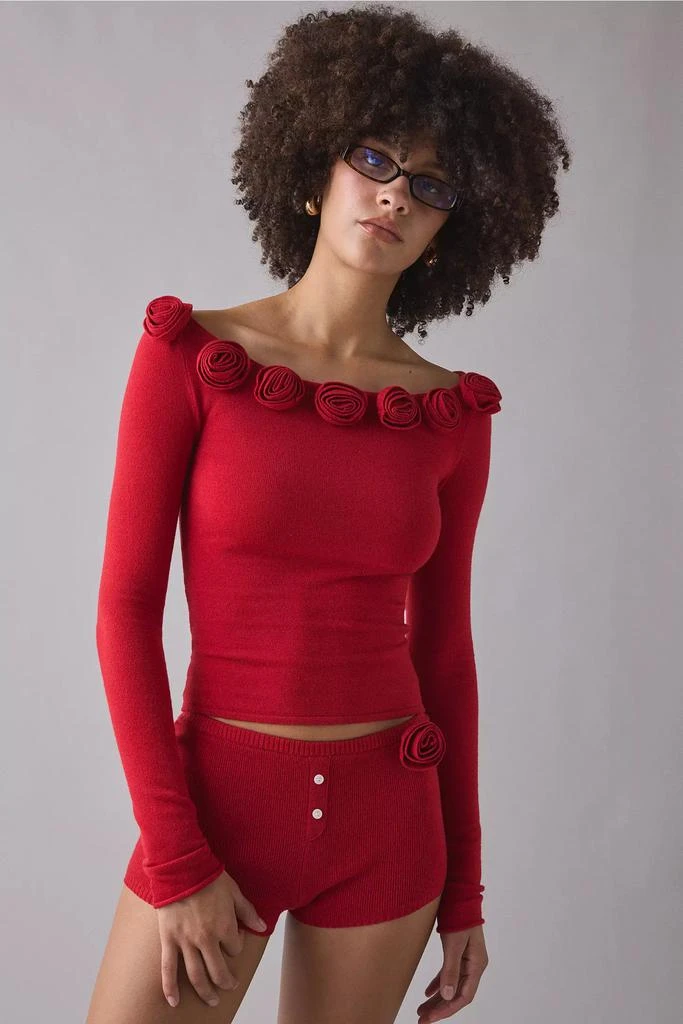 Frankies Bikinis Frankies Bikinis Rose Boatneck Long Sleeve Top 1