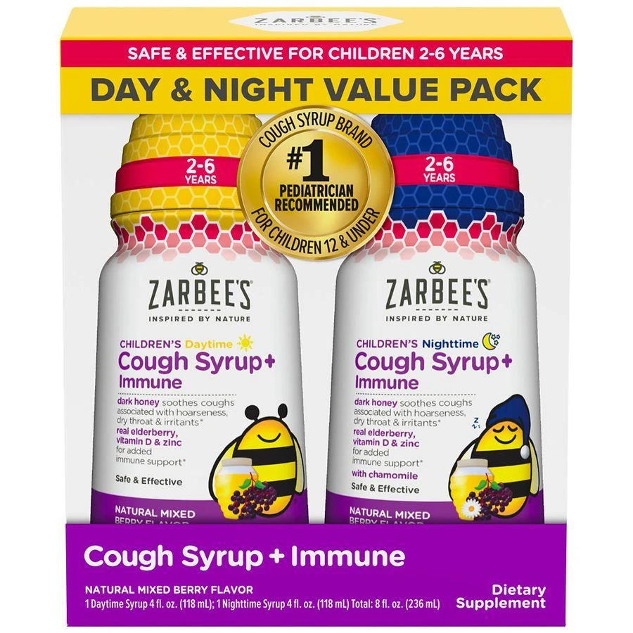 ZarBee's Naturals Children's Cough Syrup + Immune Day & Night Pack Natural Mixed Berry 1