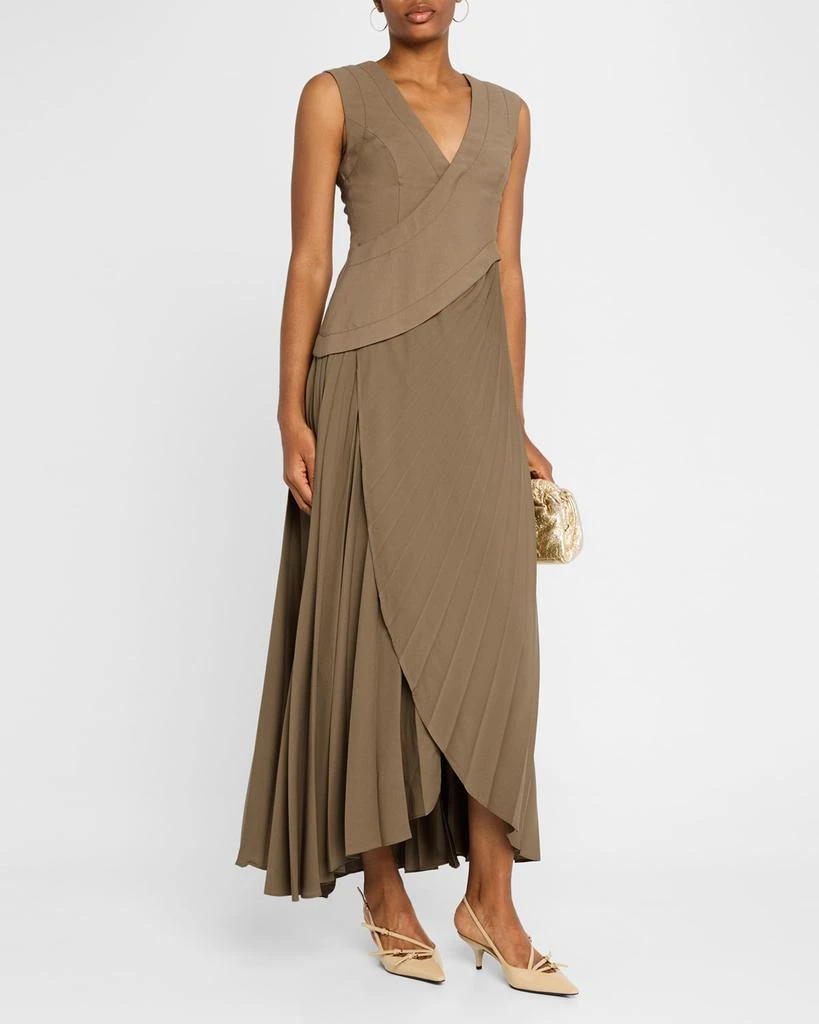 Acler Fairfield V-Neck Pleated Maxi Dress 4