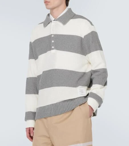 Thom Browne Striped cotton piqué polo sweater 3