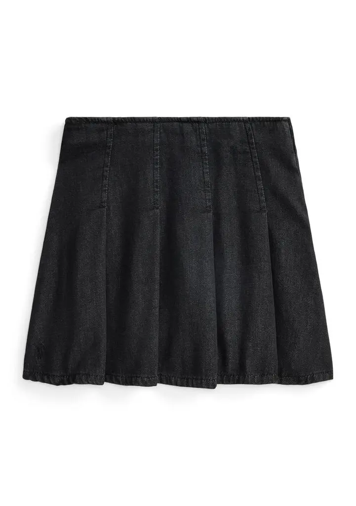 Ralph Lauren Girls 7-16 Pleated Cotton Denim Skirt