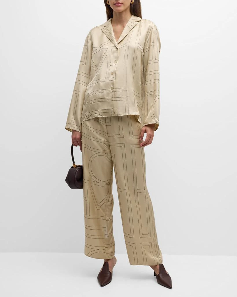 Totême Monogram-Embroidered Silk Pajama Pants 3