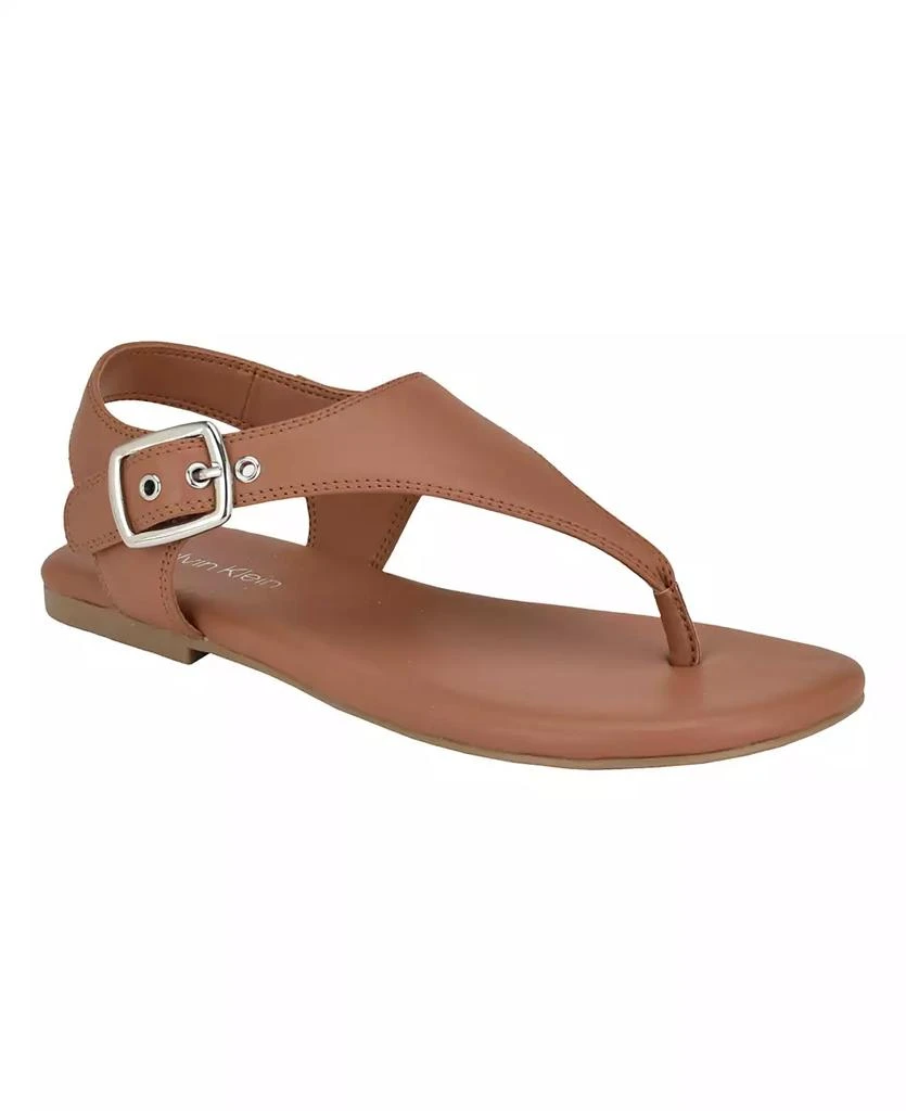 Calvin Klein Women's Moraca Buckle T-Strap Flat Sandals 1