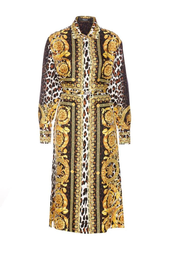 knee length dresses for ladies Versace Wild Barocco Fitted Midi Dress, female, Print, 38