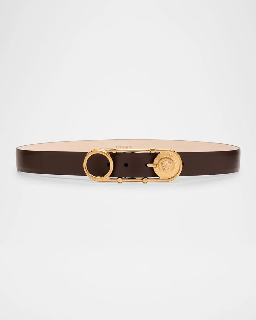 Versace Medusa Safety Pin Leather Belt