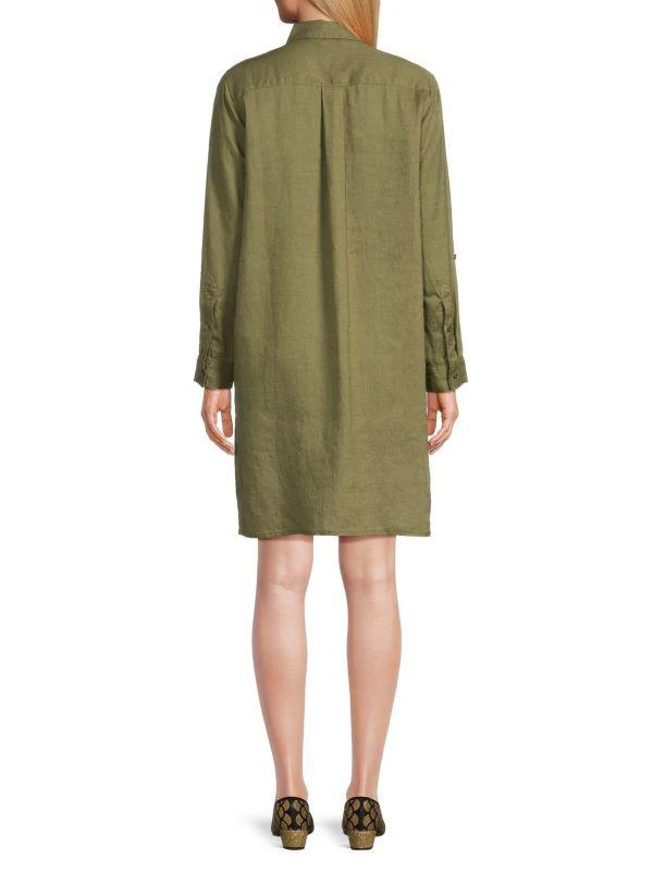 Saks Fifth Avenue 100% Linen Side Slit Shirt Dress 2