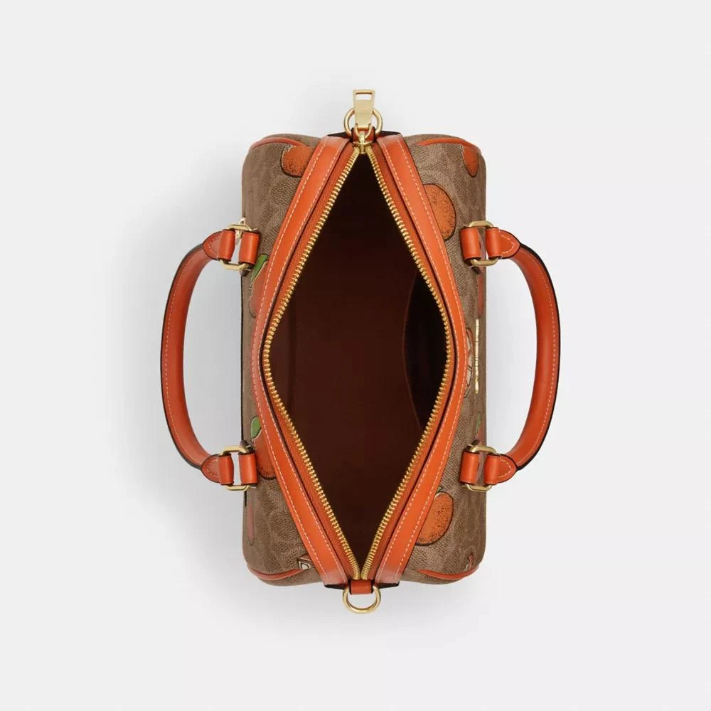 Coach Rowan Satchel Bag In Signature Canvas With Orange Print 6