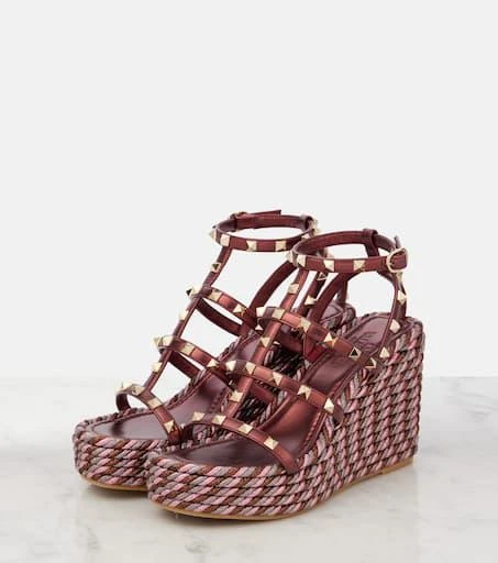 Valentino Rockstud 95 leather espadrille wedges 4