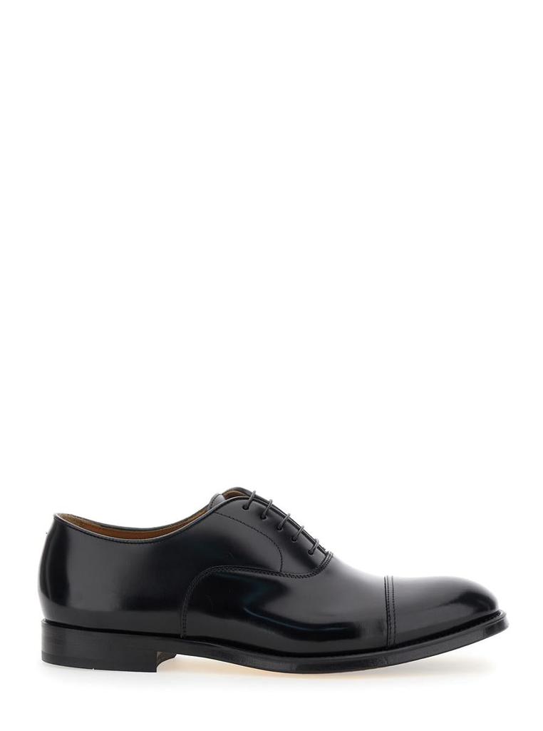 DOUCAL'S Black Oxford Shoes With Five Holes In Smooth Leather Man