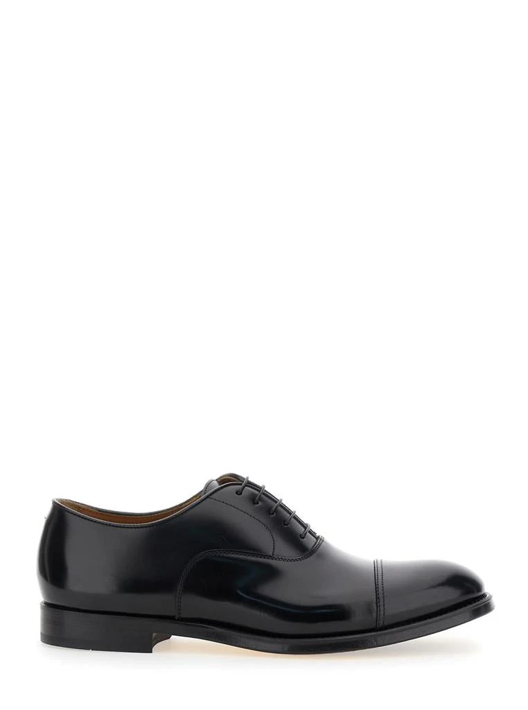 Doucal's Black Oxford Shoes With Five Holes In Smooth Leather Man 1