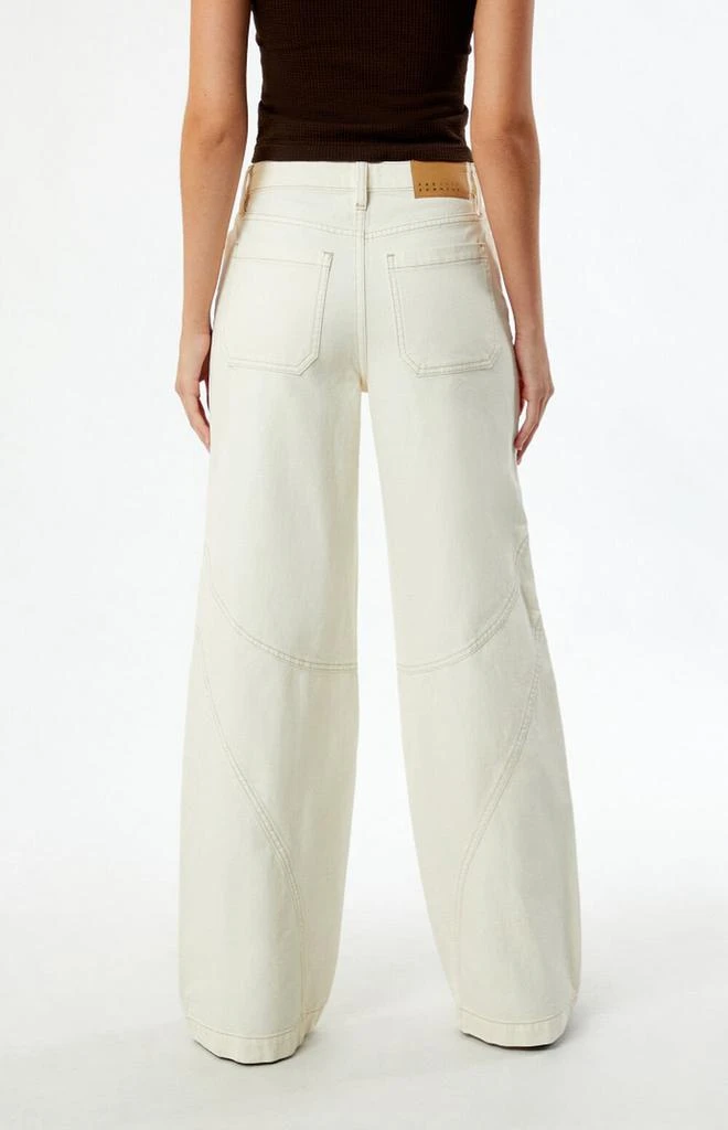 PacSun Jessie Off White Cowboy High Waisted Baggy Jeans 4