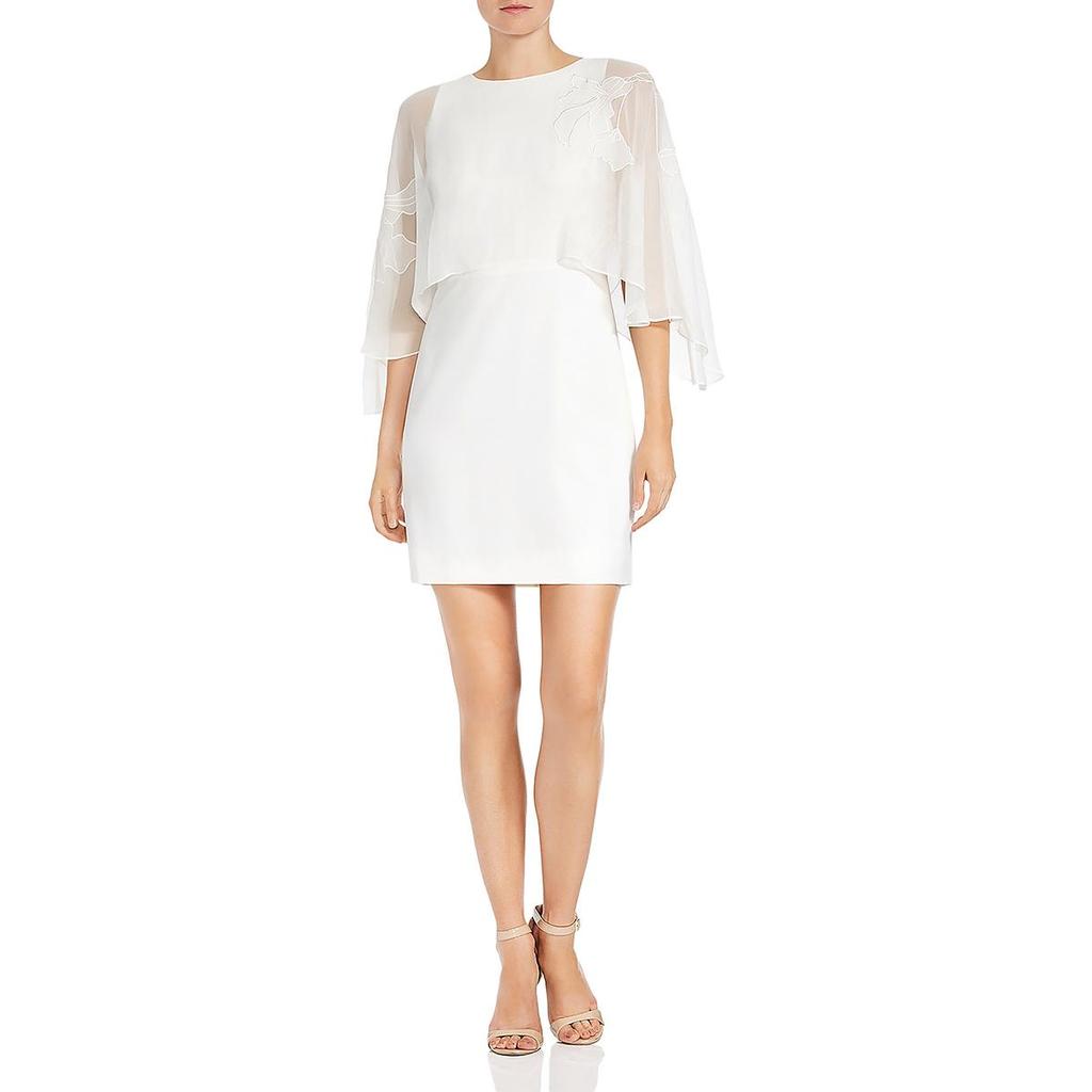 Halston Heritage Womens Chiffon Sheath Midi Dress