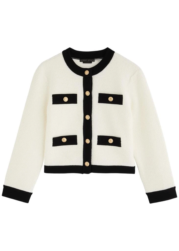 Alice + Olivia Claira cropped tweed cardigan 1