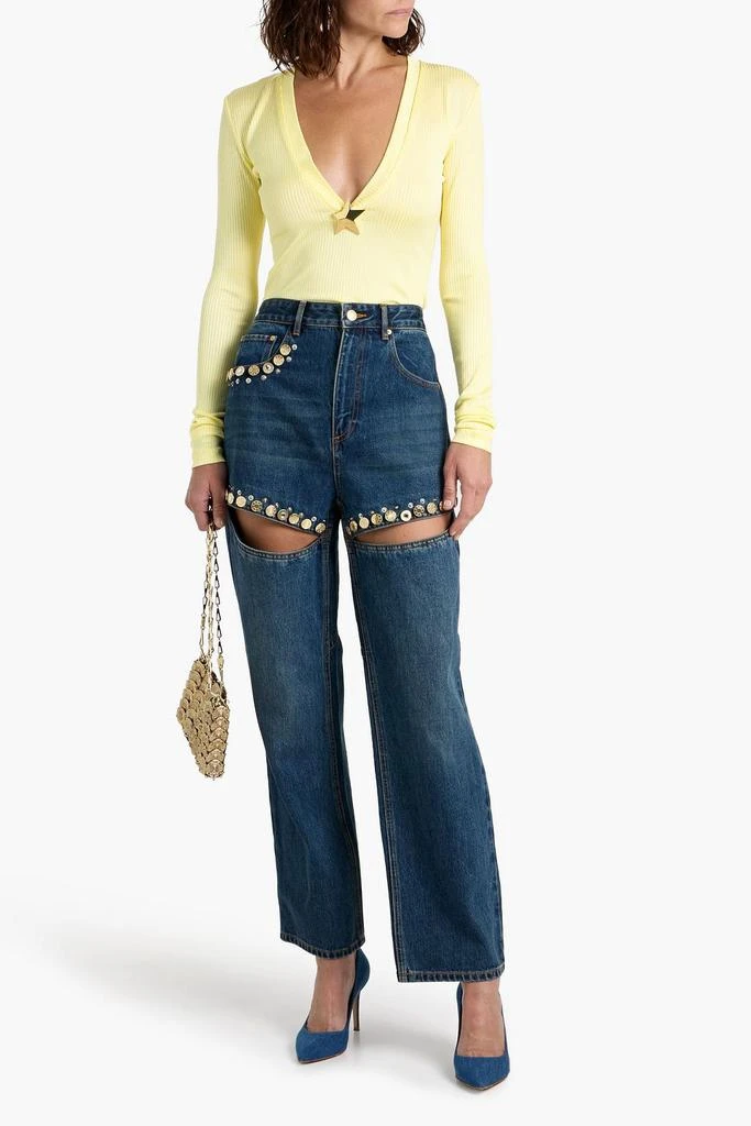 AREA Embellished ribbed jersey top 2