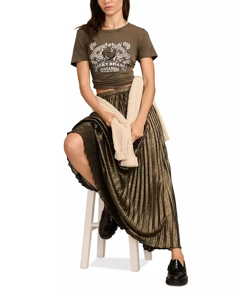 Lucky Brand Women's Metallic Pleated Maxi Skirt 3