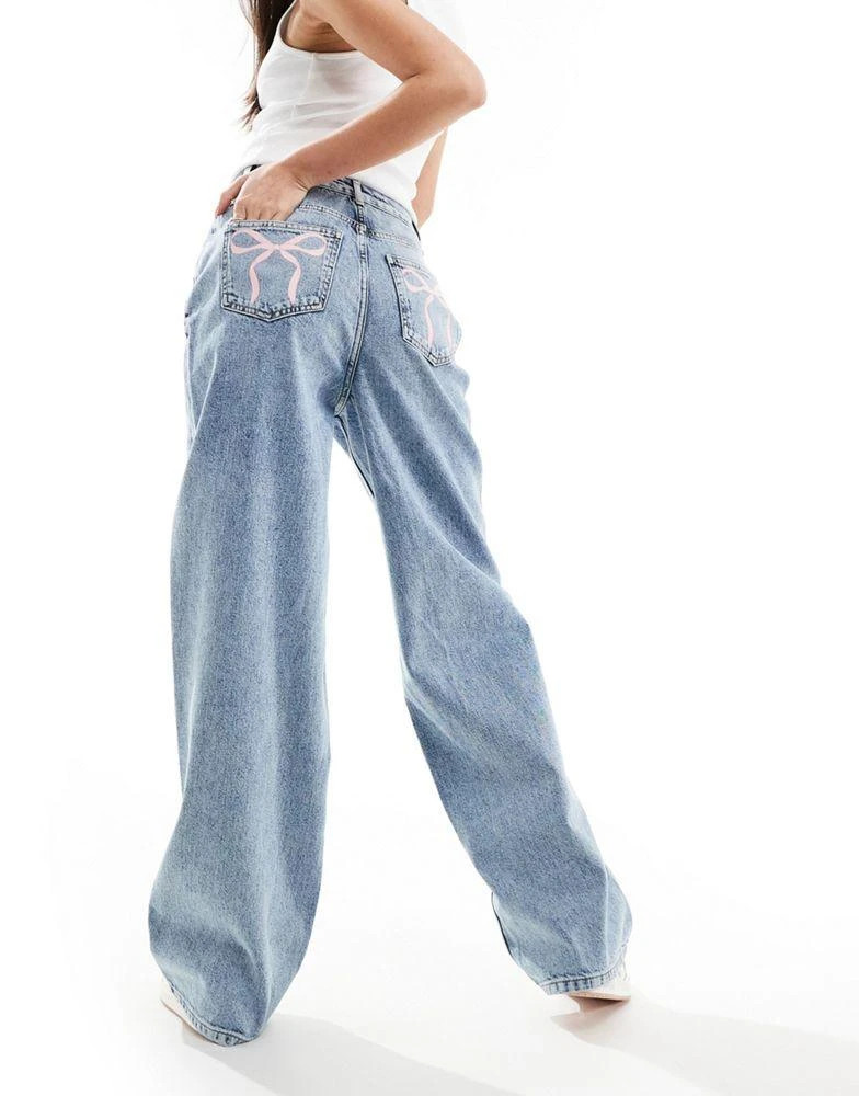 Miss Selfridge Miss Selfridge bow pocket baggy jean in acid wash 1