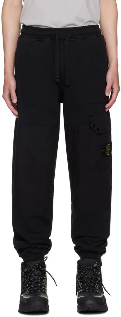 Stone Island Black Double Knee Sweatpants 1