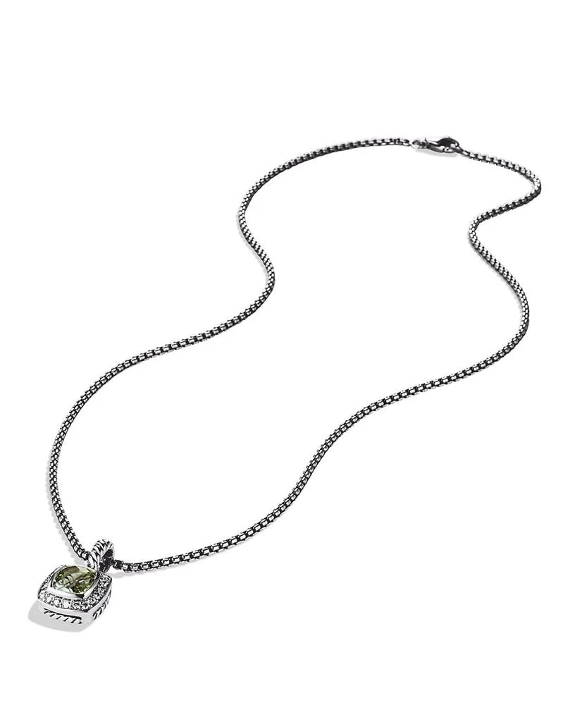 David Yurman Petite Albion® Pendant Necklace in Sterling Silver with Prasiolite and Diamonds, 7mm 2