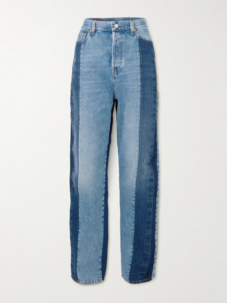 GUCCI Patchwork denim jeans with gucci rosso ancora デニム Patchwork Denim Jeans With Gucci Rosso Ancora | italist