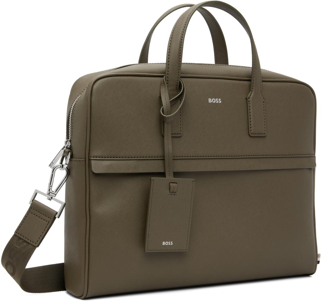 Hugo Boss Green Logo Detail Document Briefcase