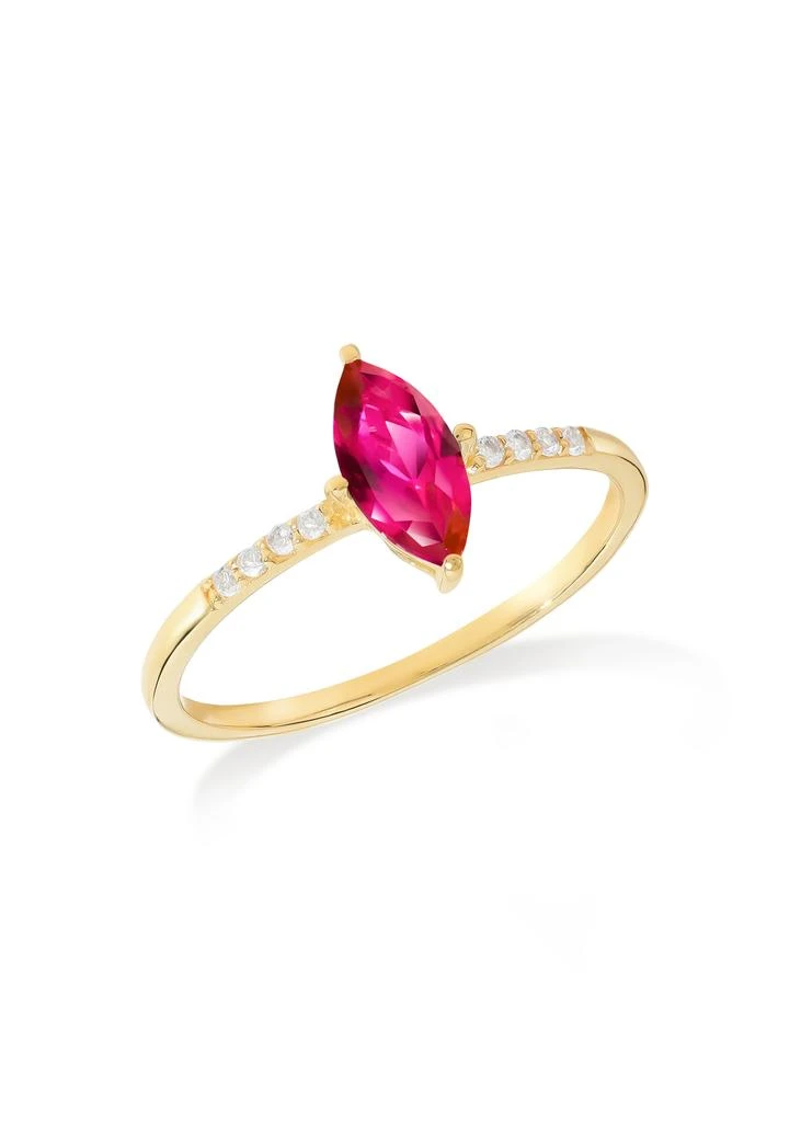 Tiramisu 14K Gold Plated Over 925 Sterling Silver Lab Created Ruby Ring with Accents