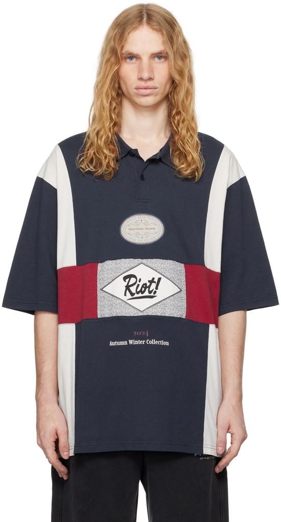 Martine Rose Navy Oversized Panelled Polo