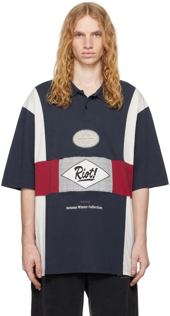Martine Rose Navy Oversized Panelled Polo 1