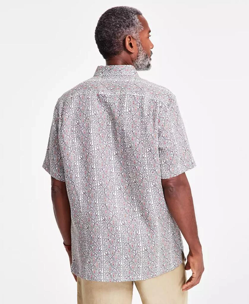 Club Room Men's Linen Paisley-Stripe Short-Sleeve Shirt, Exclusively at Macy's 4
