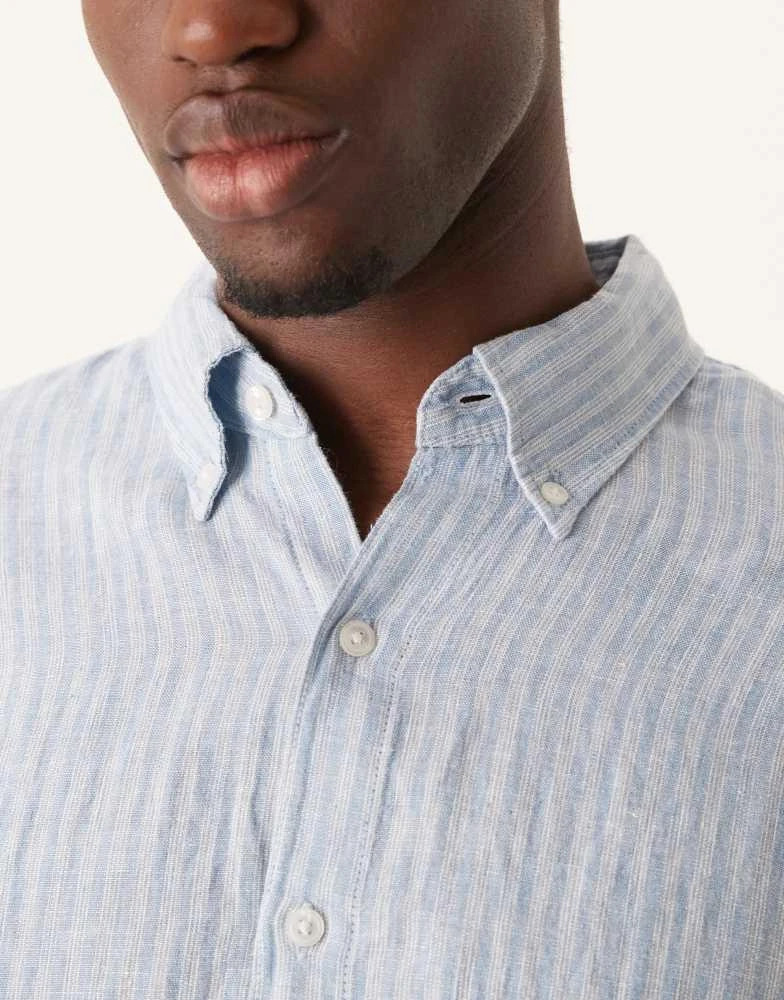 Abercrombie & Fitch Abercrombie & Fitch long sleeve striped linen shirt in blue and white 3