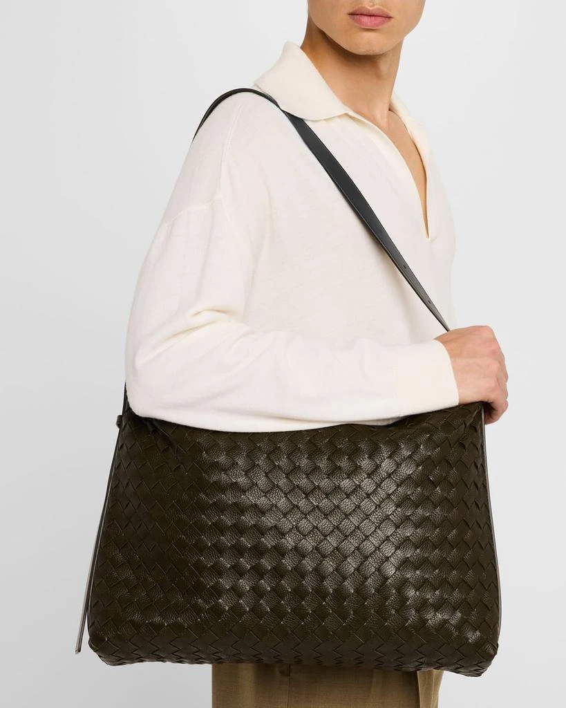Bottega Veneta Men's Traveller Medium Intrecciato Leather Hobo Bag 2