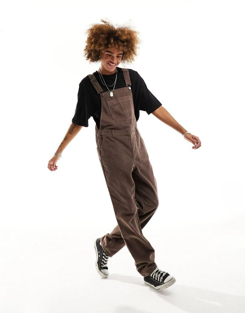 ASOS ASOS DESIGN cord dungaree in chocolate brown 1