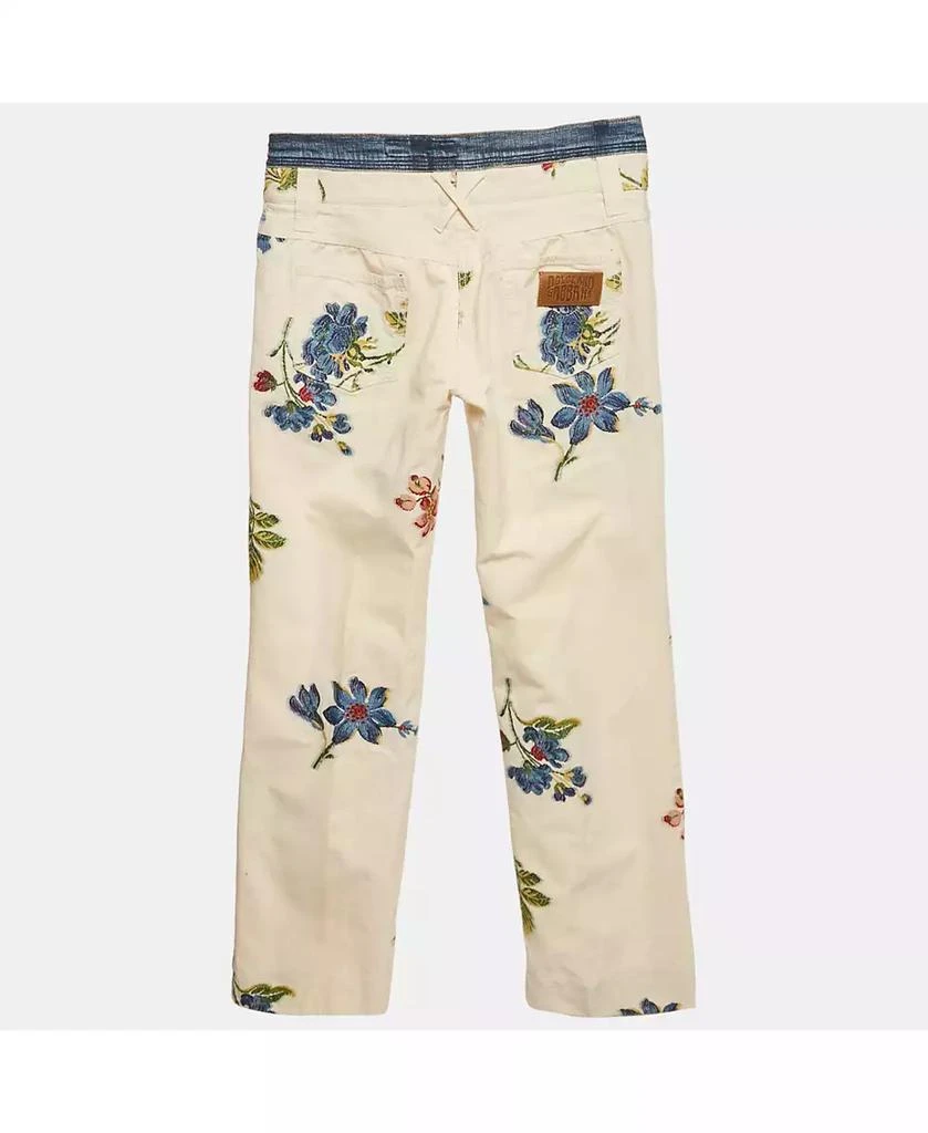 Pre-Owned Dolce 
Gabbana Women
s Cream Floral Cross Stitch Printed Cotton Pants 3