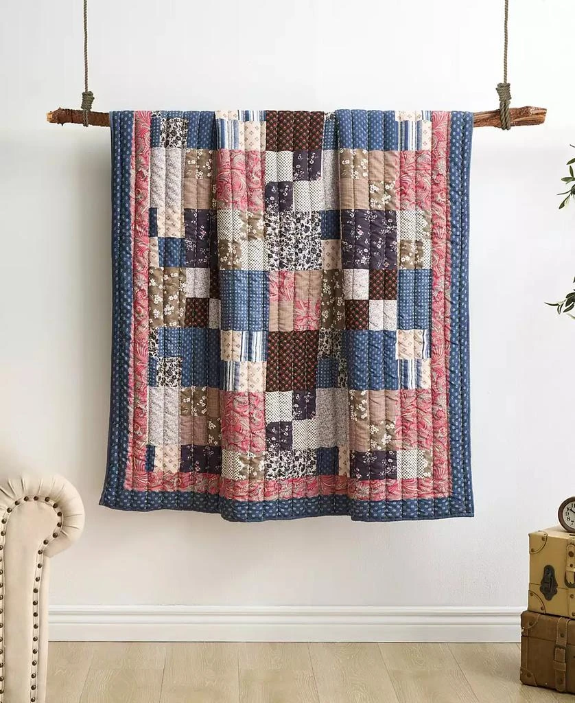 Greenland Home Fashions Shiloh Patchwork Floral Print Cotton Blend Throw, 50" x 60" 2