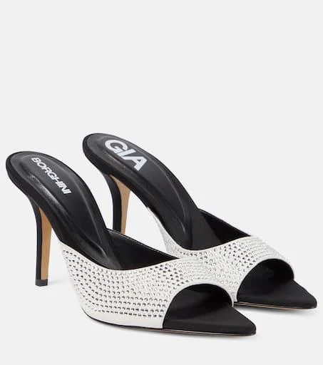 GIA BORGHINI Perni 04 Uni embellished leather mules 1