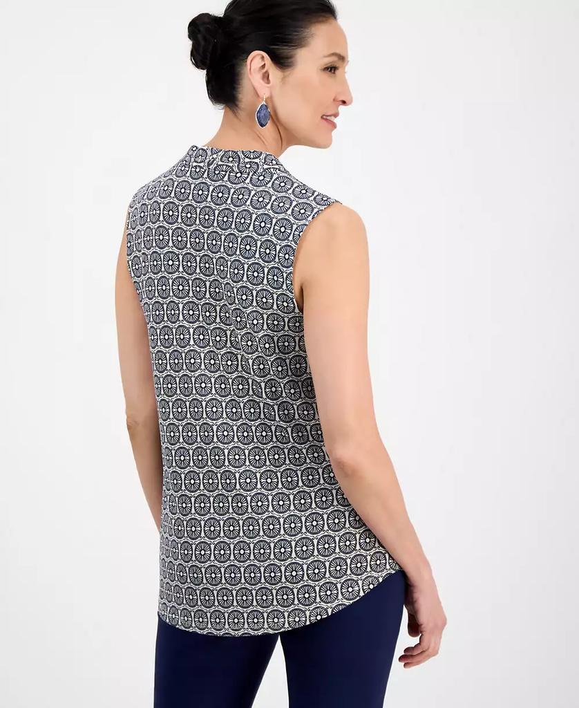 JM Collection Women's Printed V-Neck Sleeveless Knit Blouse, XS-PX