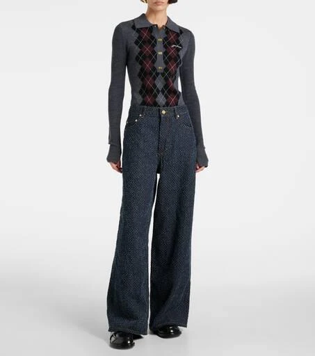 Ganni Fluffy mid-rise wide-leg jeans 7