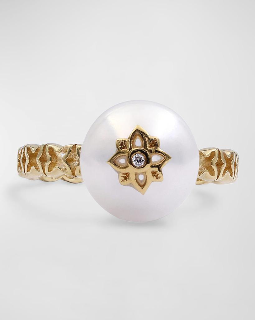 Stephen Dweck White Pearl and White Diamond Statement Ring in 18K Gold