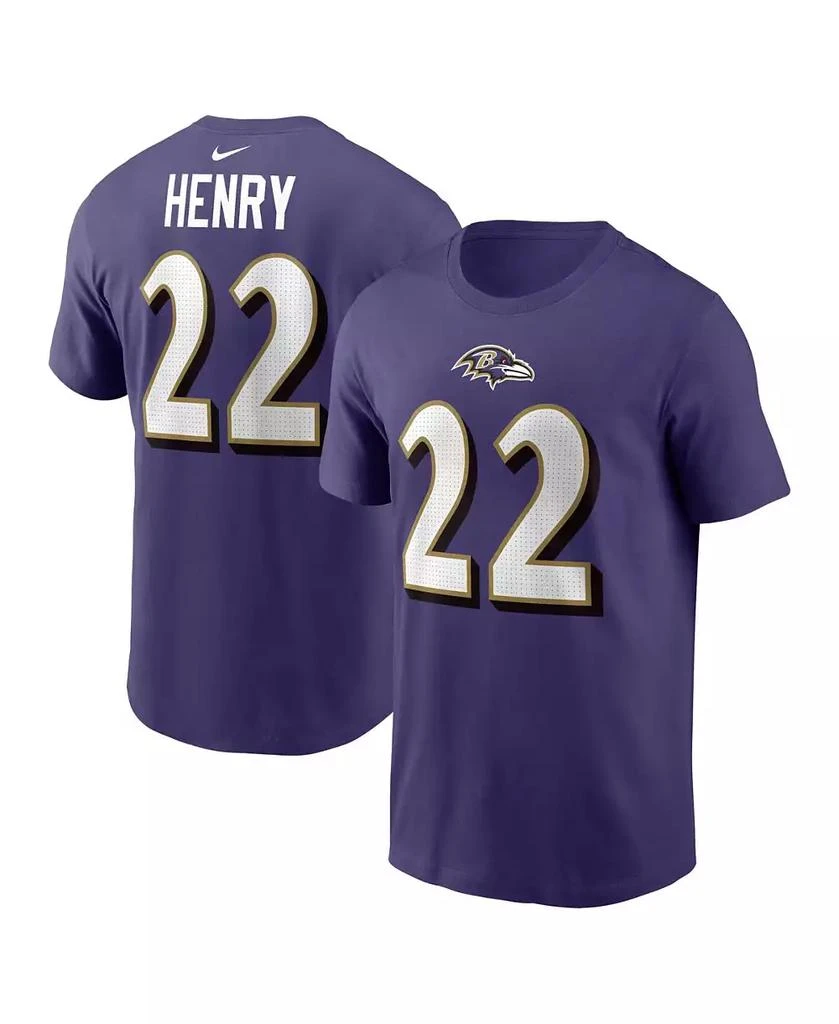 NIKE Men's Derrick Henry Purple Baltimore Ravens Player Name Number T-Shirt 1