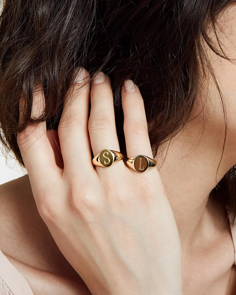 Sarah Chloe 14K Gold Lana Monogrammed Oval Signet Ring, Petite 3
